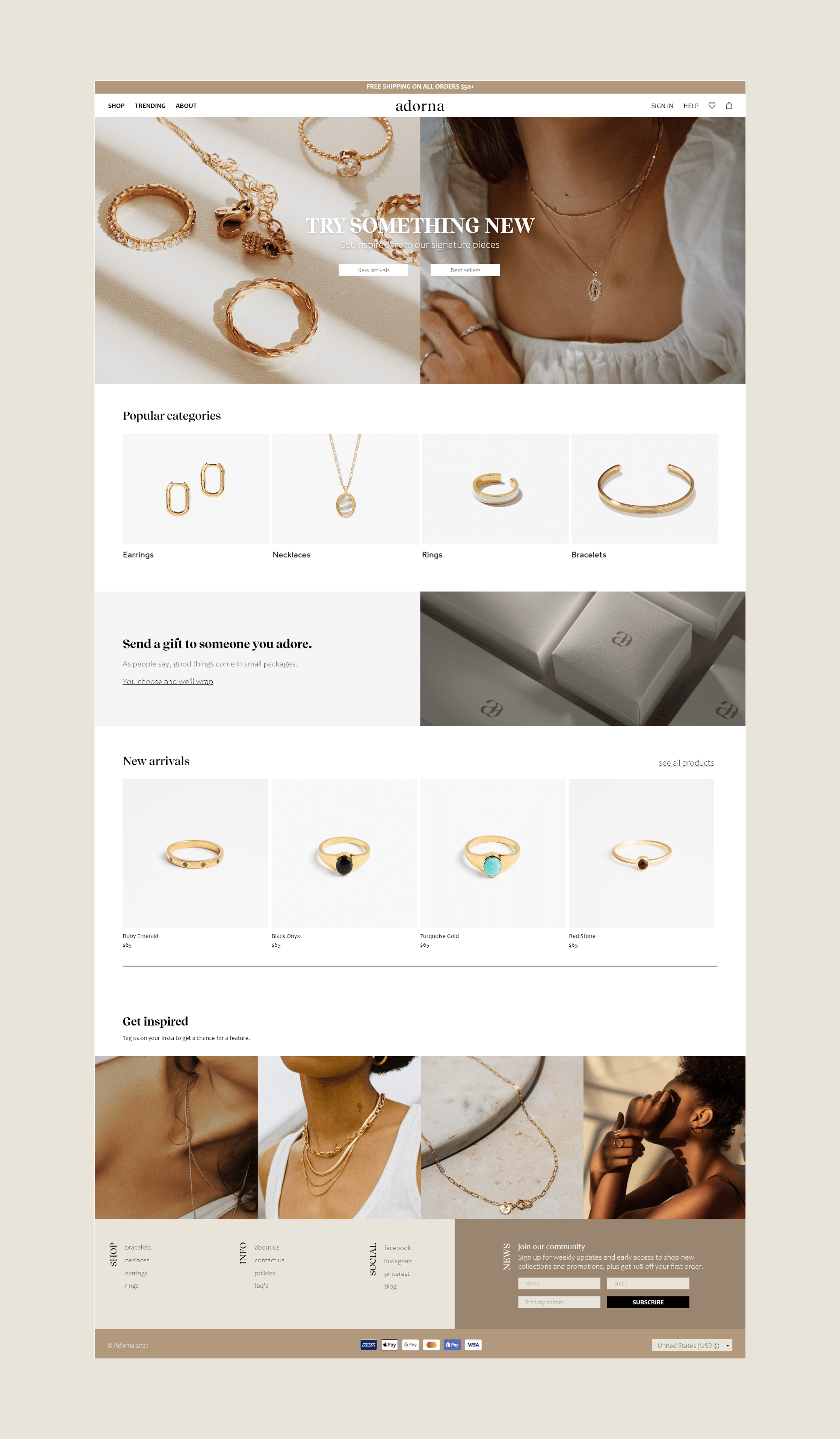 Jewelry ecommerce shopify store uxui design