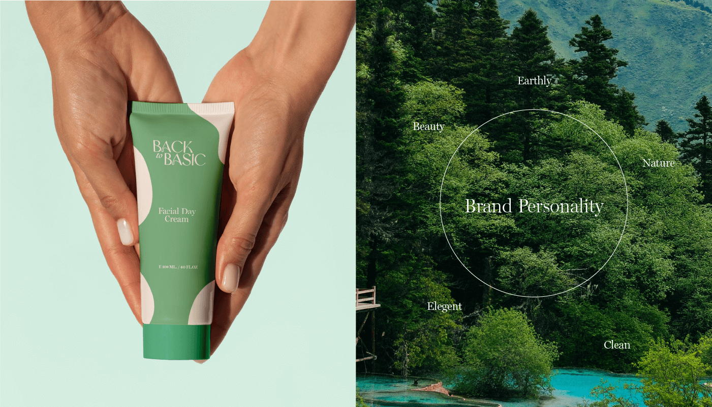 Skincare brand personality bottle label design