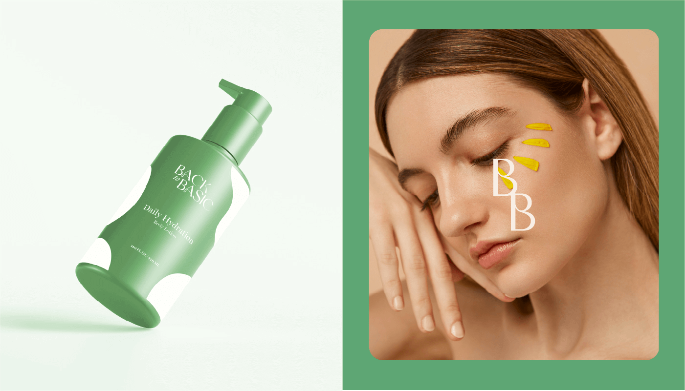 Skincare brand pump bottle label design