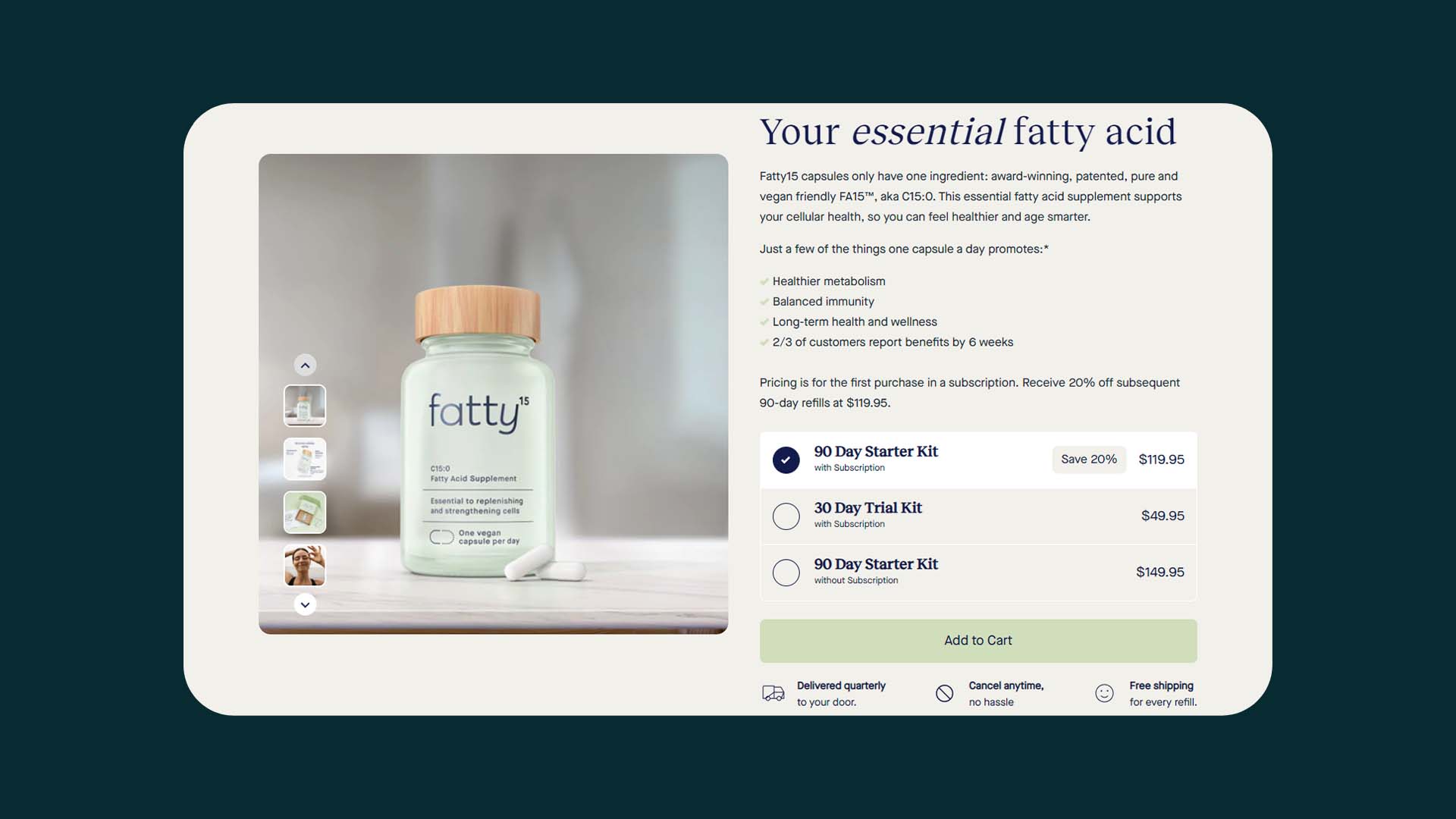 Fatty15 supplement subscription website