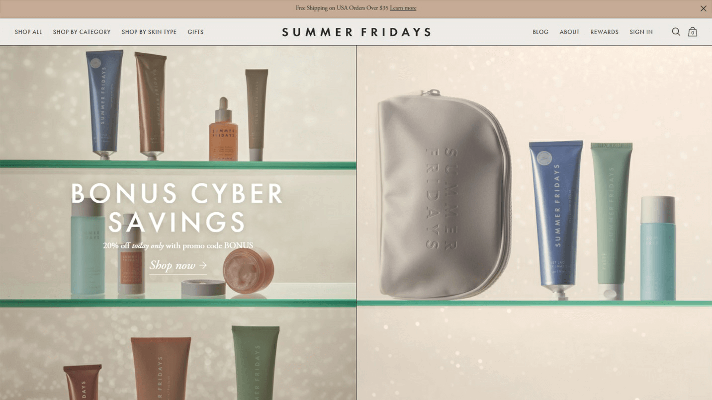 Summer Fridays - Cosmetic Website Design Insparation