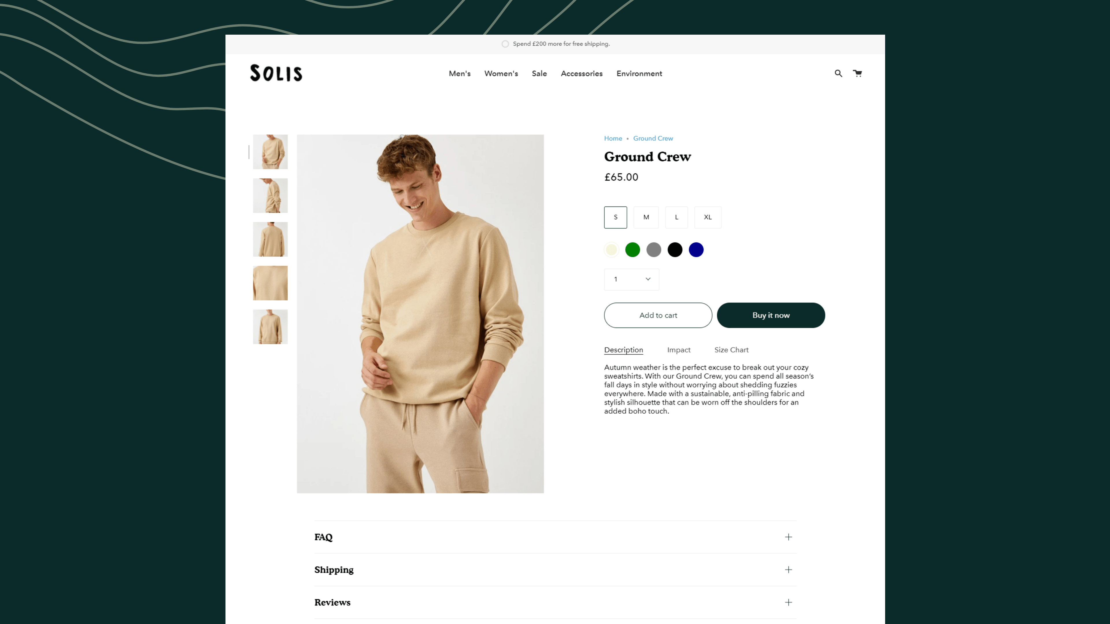 Clothing brand website product page design